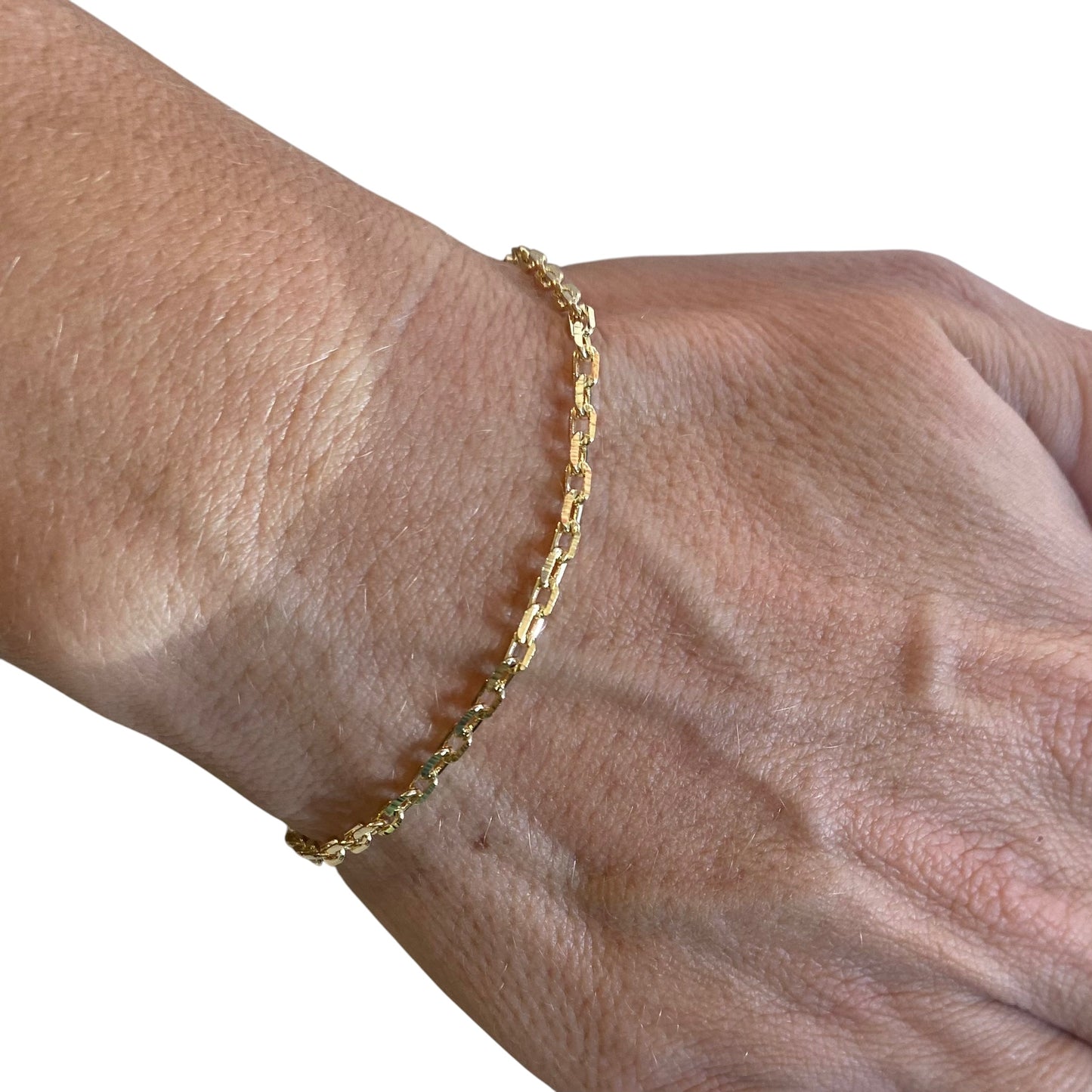 Diamond Cut Anchor Link Chain 18K Gold Filled Bracelet