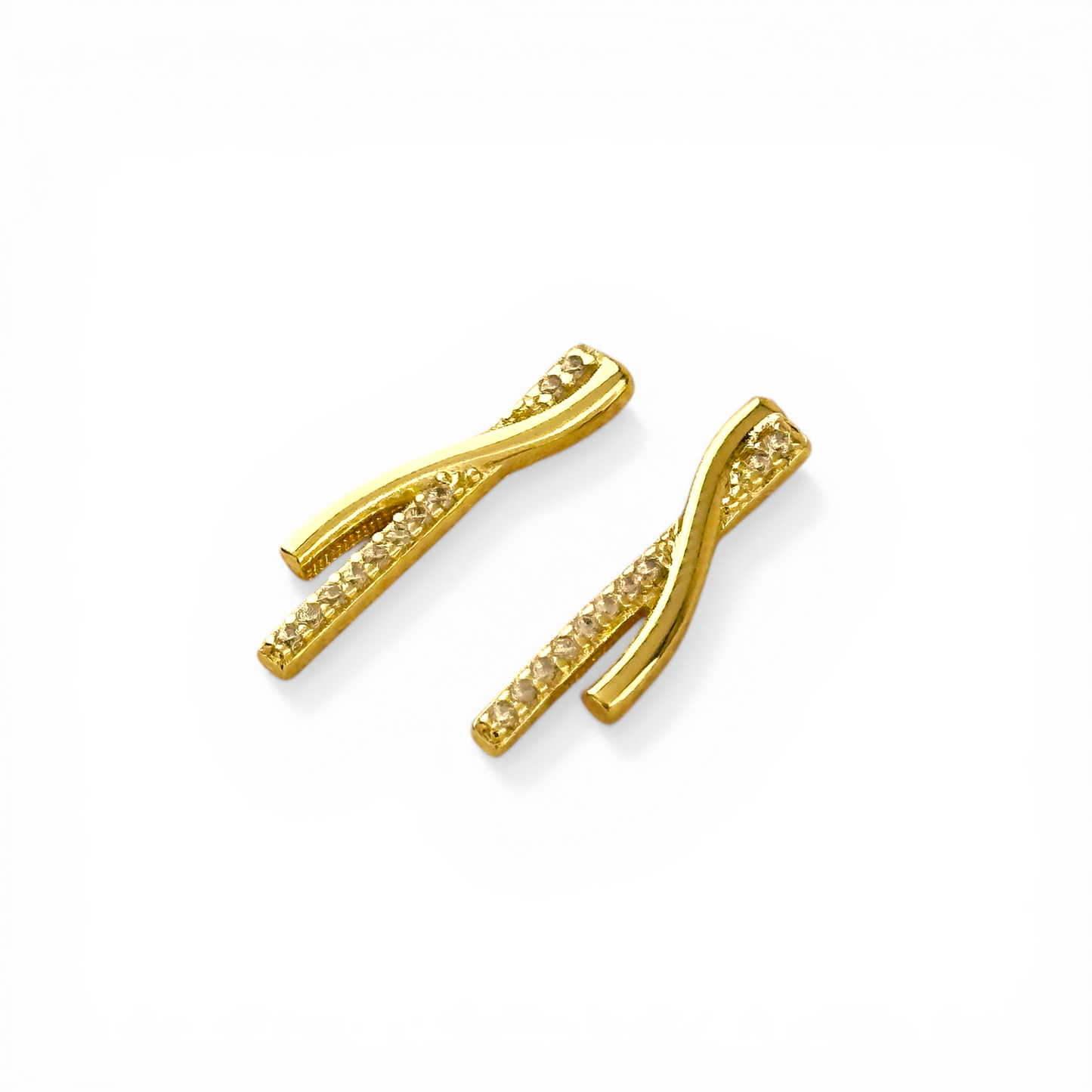 24mm Intertwined Bar Pavé CZ Drop 18K Gold Filled Earrings