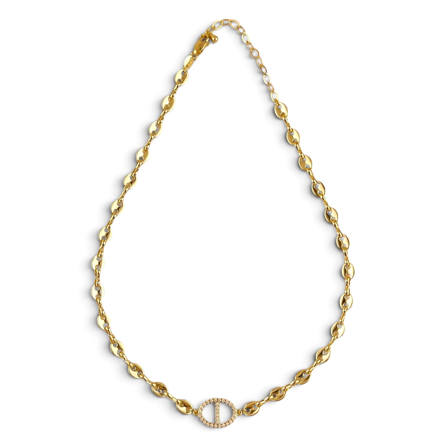 Mariner Link CZ 18K Gold Filled Choker Necklace