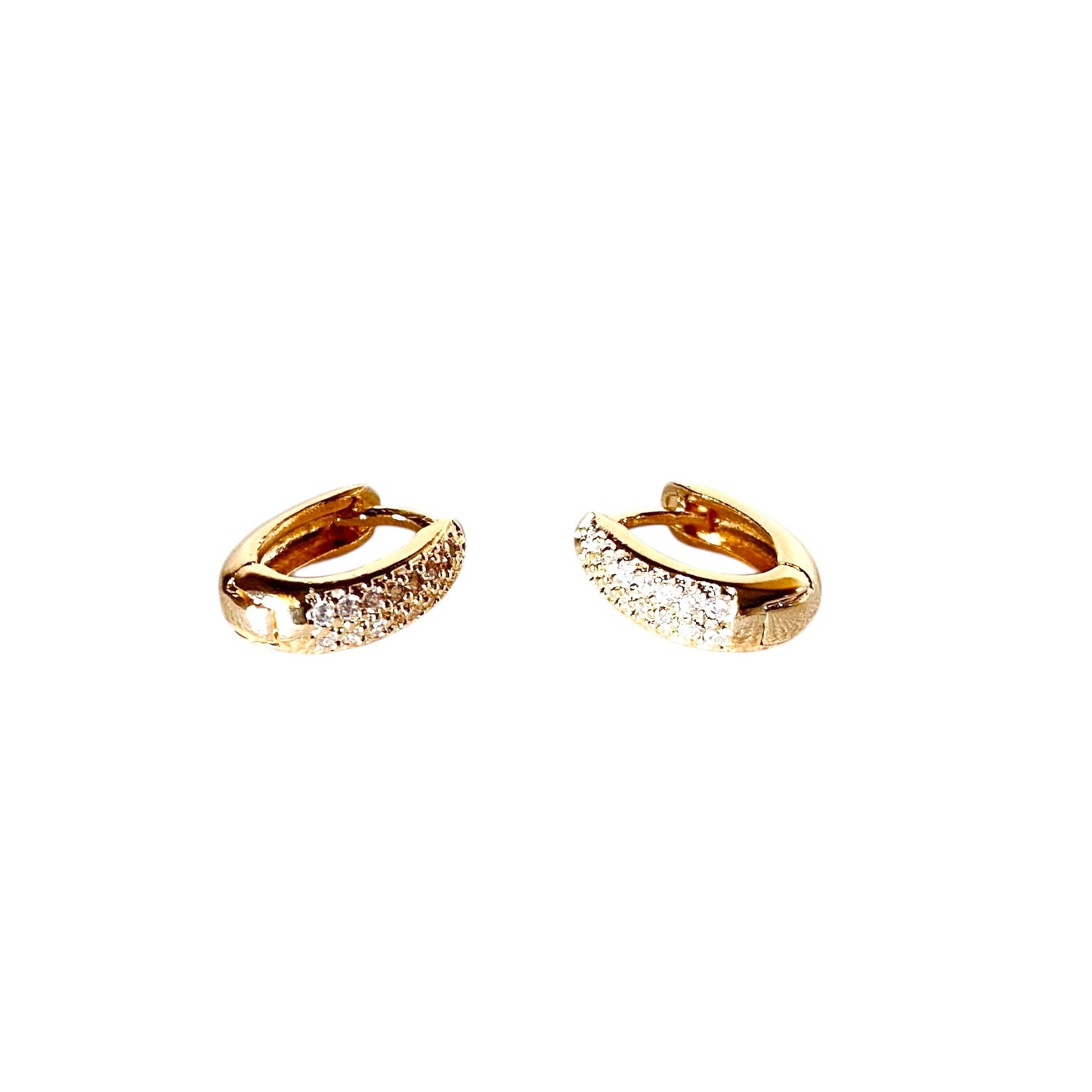 CZ Oval Pave Huggie 18k Gold Filled Earrings