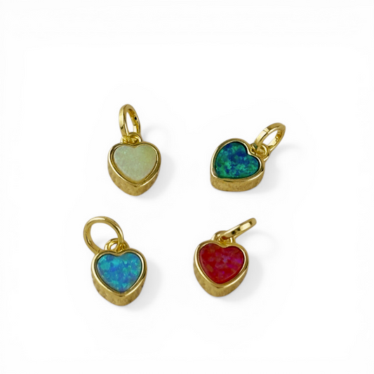 Heart Opal 13mm 18K Gold Filled Charm