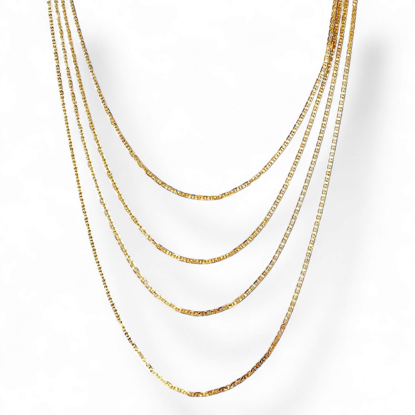 2mm Flat Mariner Chain 18K Gold Filled Necklace