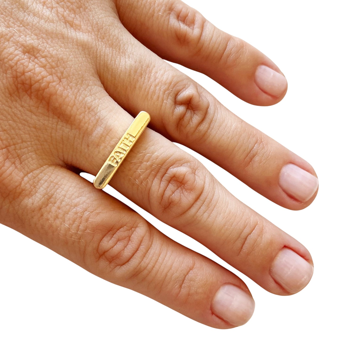 Faith Engraved Stackable 18K Gold Filled Ring