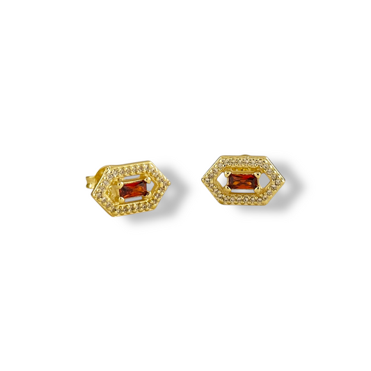 Baguette Birthstone Stud 18k Gold Filled Earrings