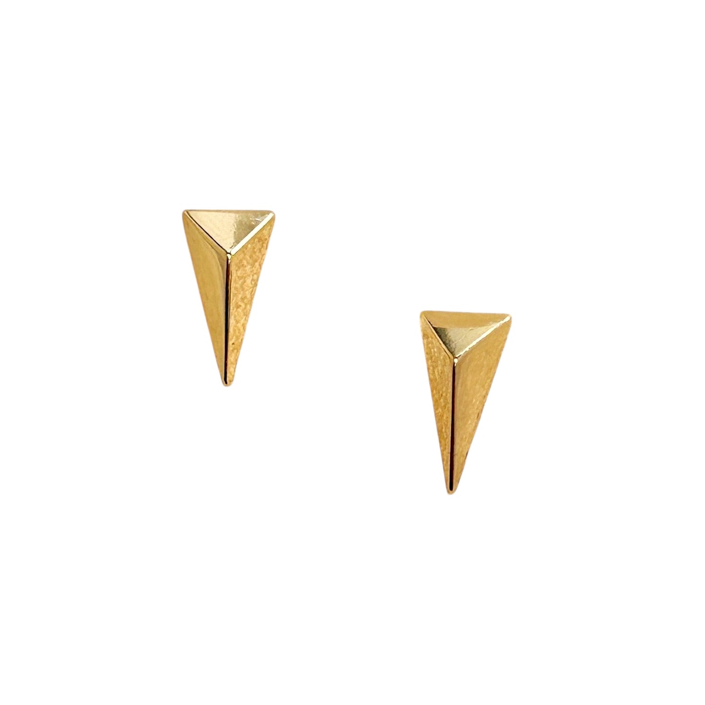 Elongated Faceted Triangle Stud 18K Gold Filled Earrings