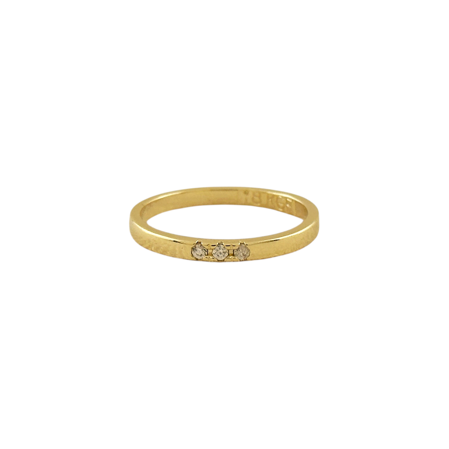 Three Stone CZ Band 18k Gold Filled Ring