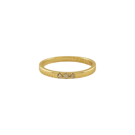 Three Stone CZ Band 18k Gold Filled Ring