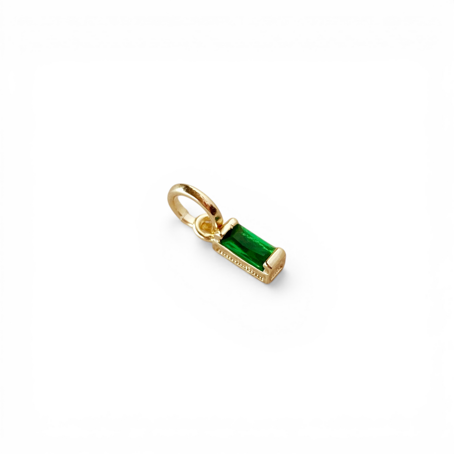 Birthstone Baguette CZ 10mm 18K Gold Filled Charm