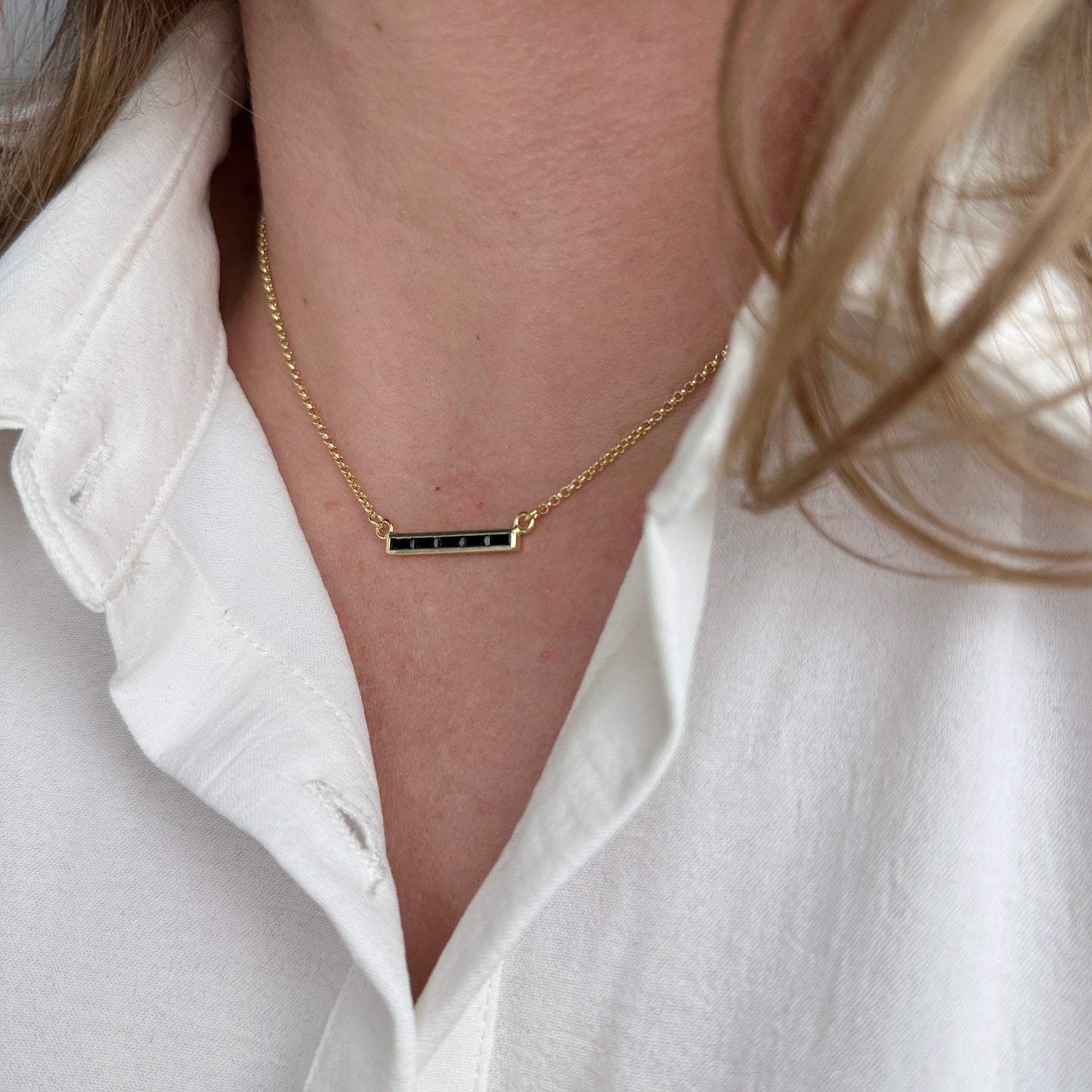 25mm CZ Bar 18k Gold Filled Necklace