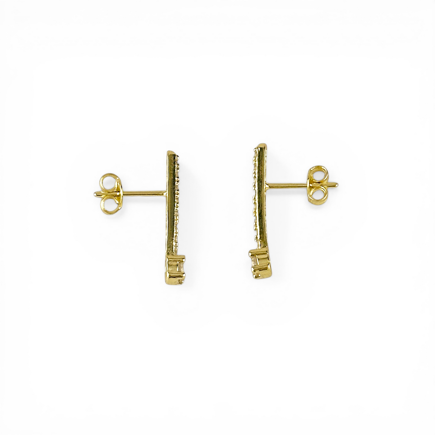 21mm Pavé CZ Bar with Solitaire 18K Gold Filled Stud Earrings
