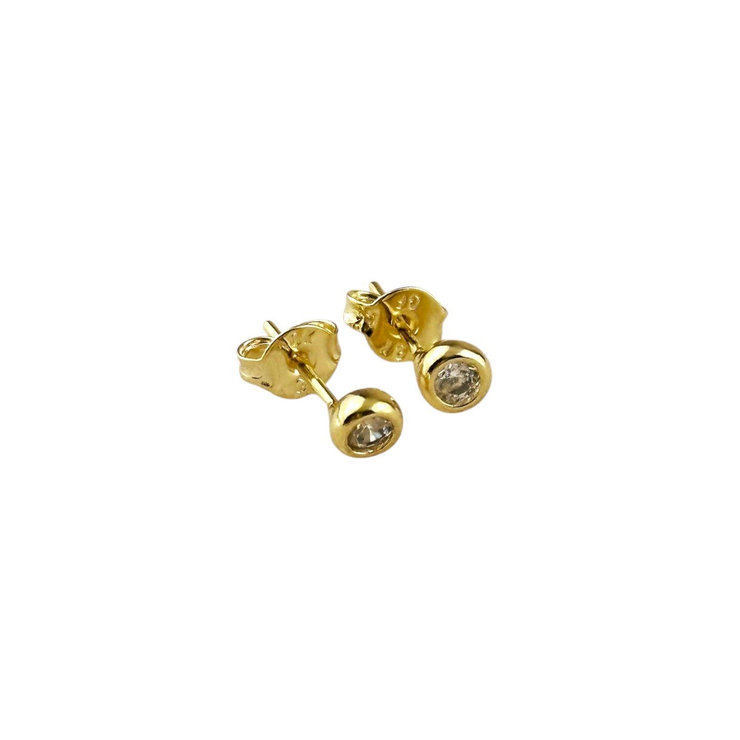 Round Birthstone Stud 18K Gold Filled Earrings