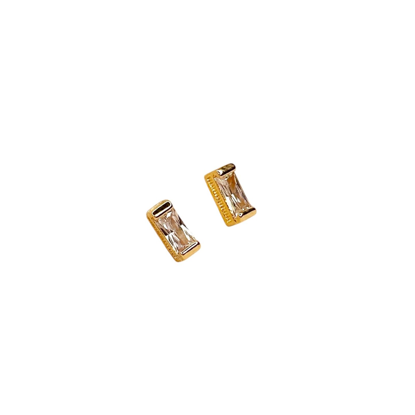 Rectangular Birthstone Stud 18k Gold Filled Earrings