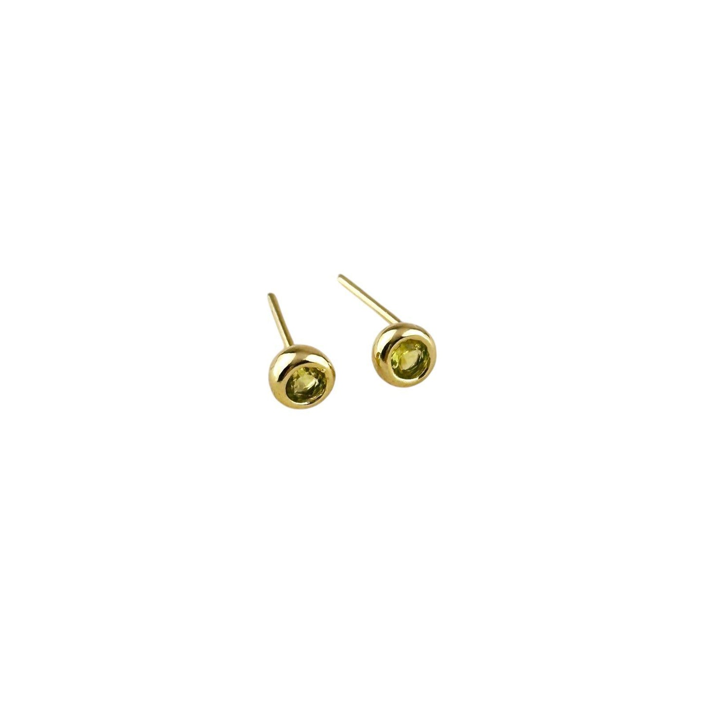 Round Birthstone Stud 18K Gold Filled Earrings