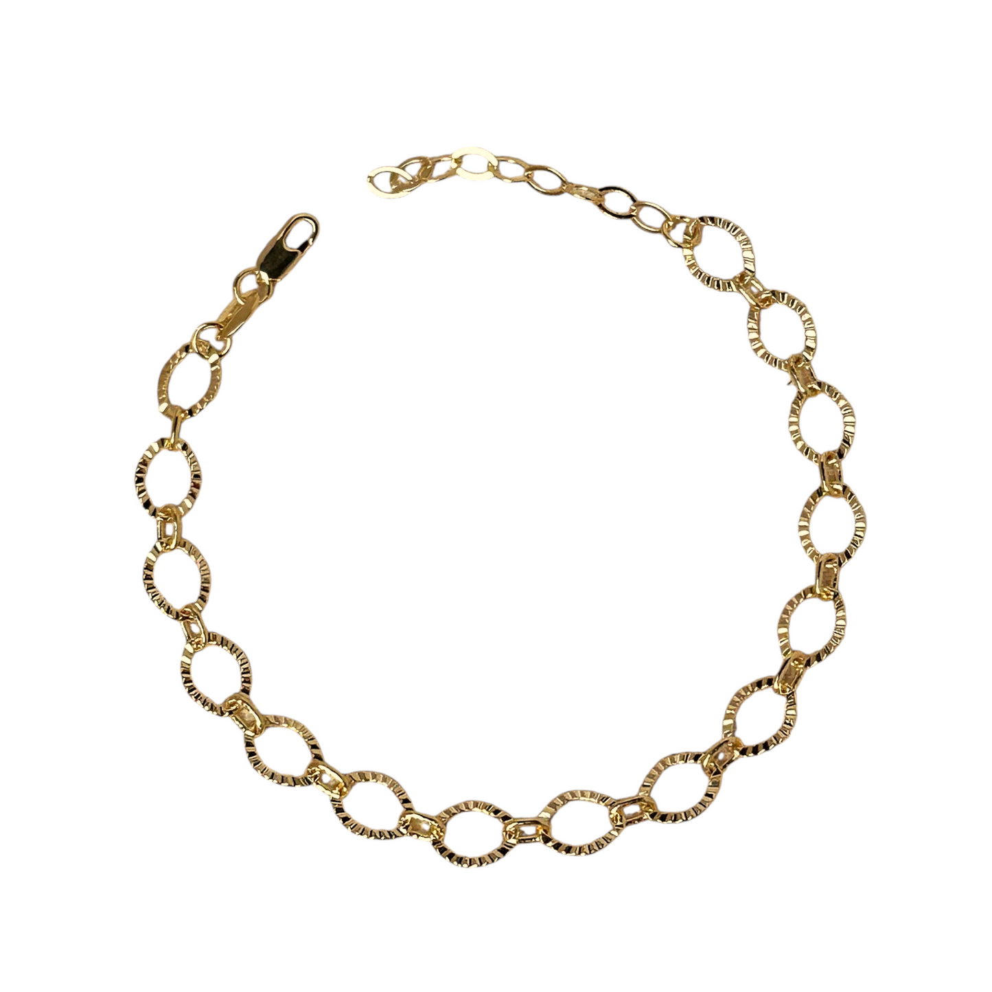Diamond Cut Link Chain 18k Gold Filled Bracelet