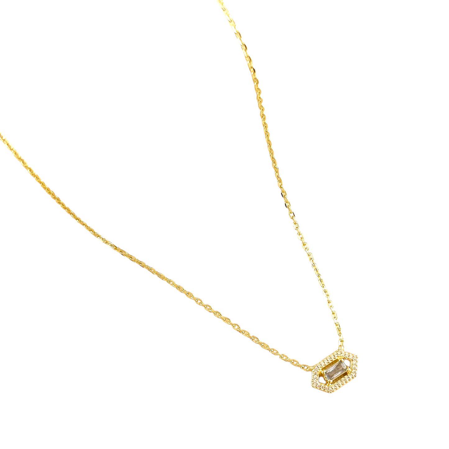 Baguette Birthstone Pendant 18k Gold Filled Necklace