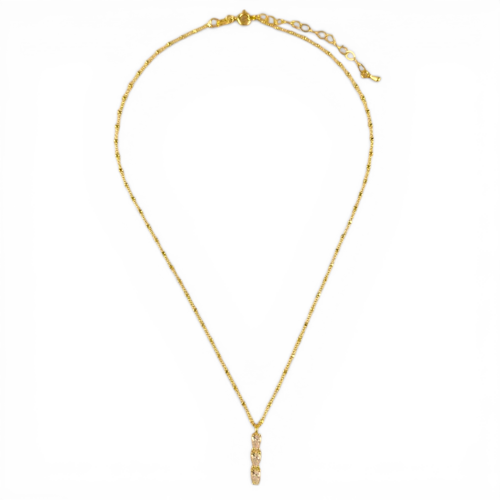 Triple CZ Satellite Chain 18K Gold Filled Necklace