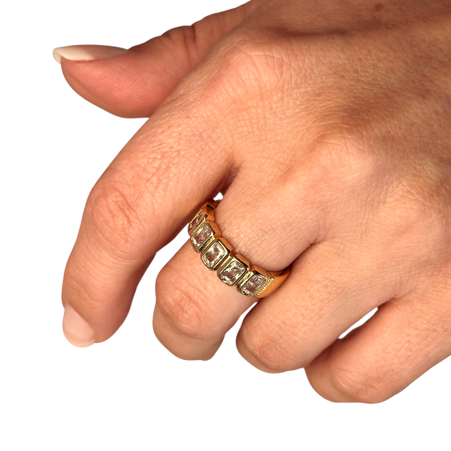 Baguette CZ Band 18k Gold Filled Ring