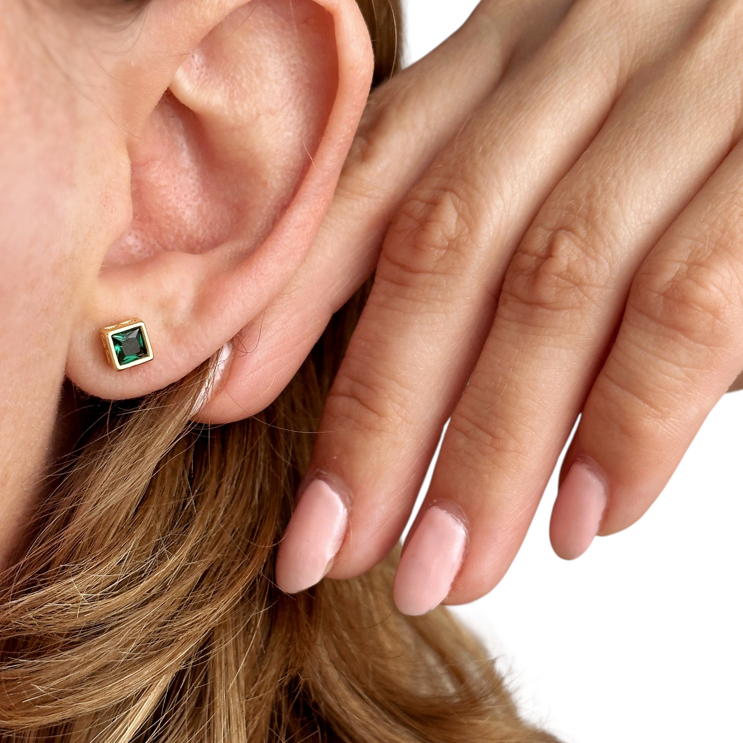 5mm Square CZ Stud 18k Gold Filled Earrings