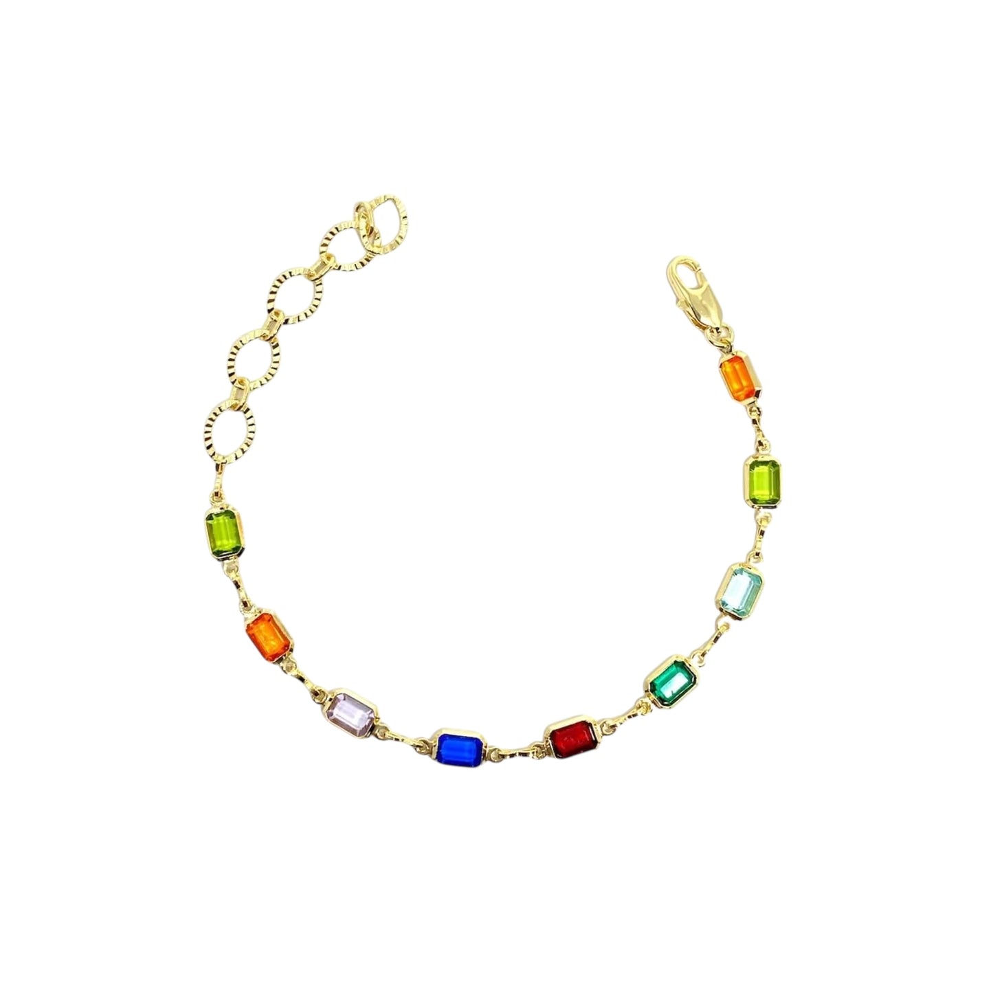 Color Stones Station 18k Gold Filled Bracelet