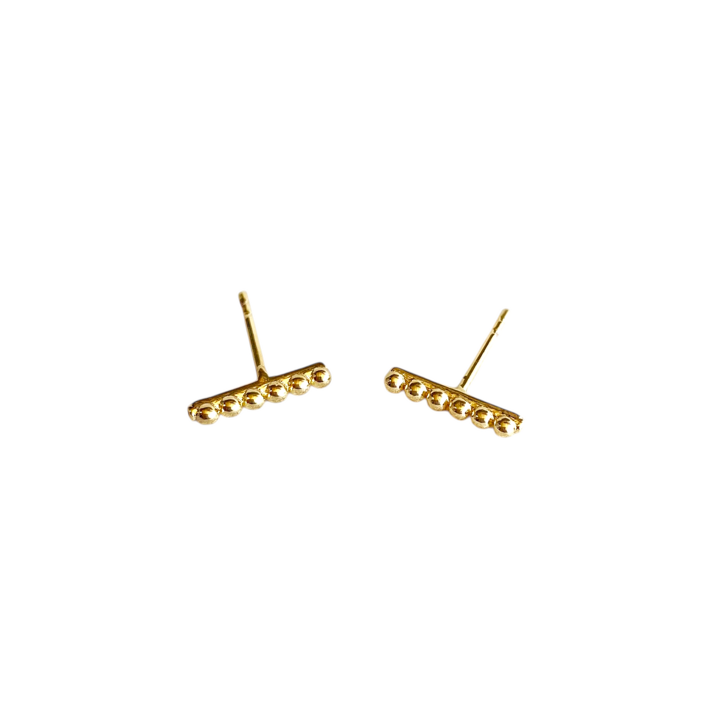 10mm Beaded Bar 18K Gold Filled Stud Earrings