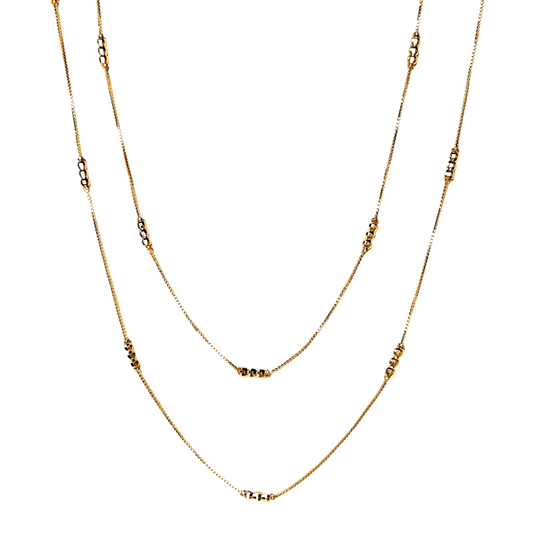 Bead Detailed Box Chain 18k Gold Filled Necklace