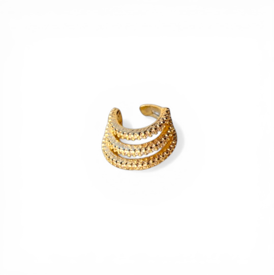 Three Layer Pavé CZ 18K Gold Filled Ear Cuff
