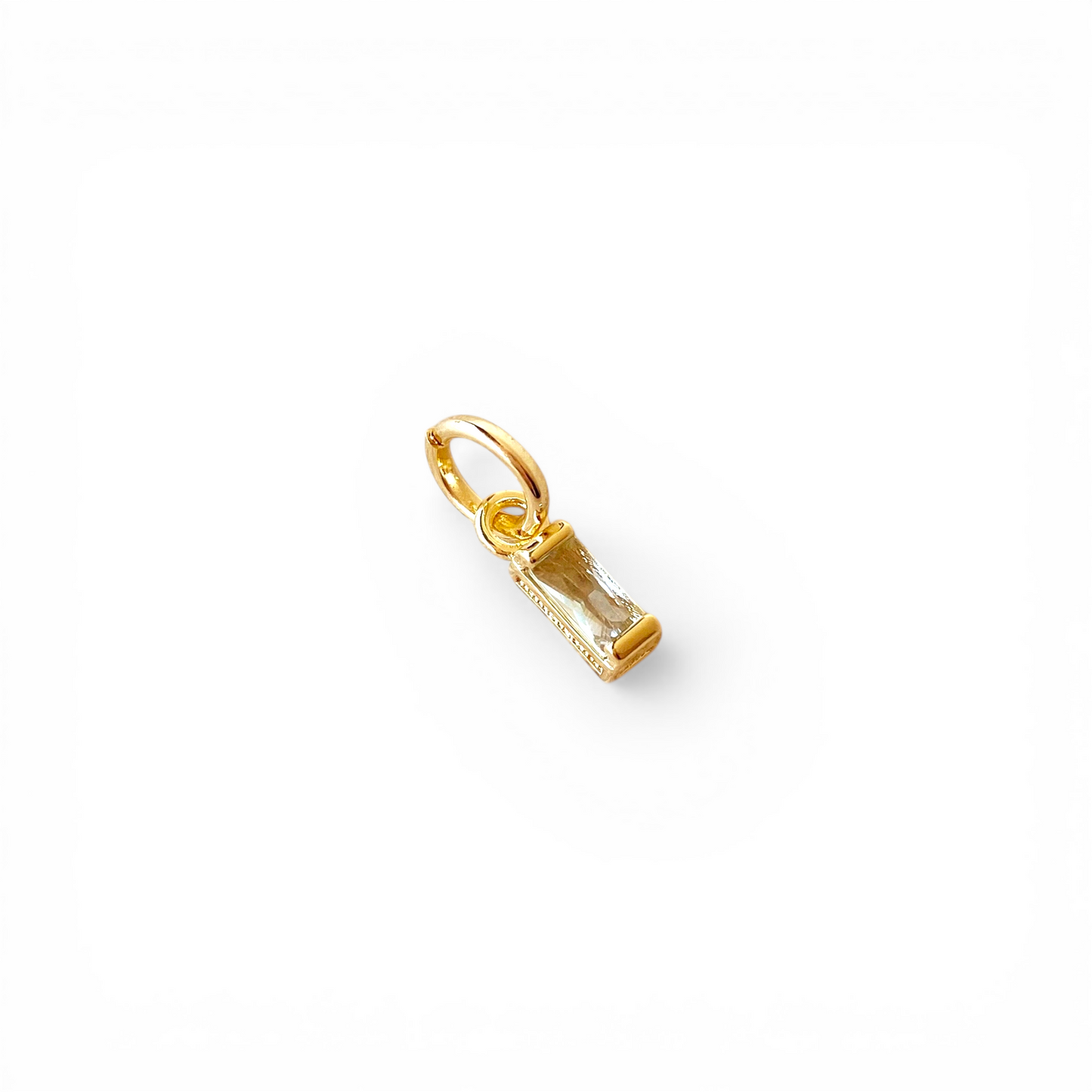Birthstone Baguette CZ 10mm 18K Gold Filled Charm