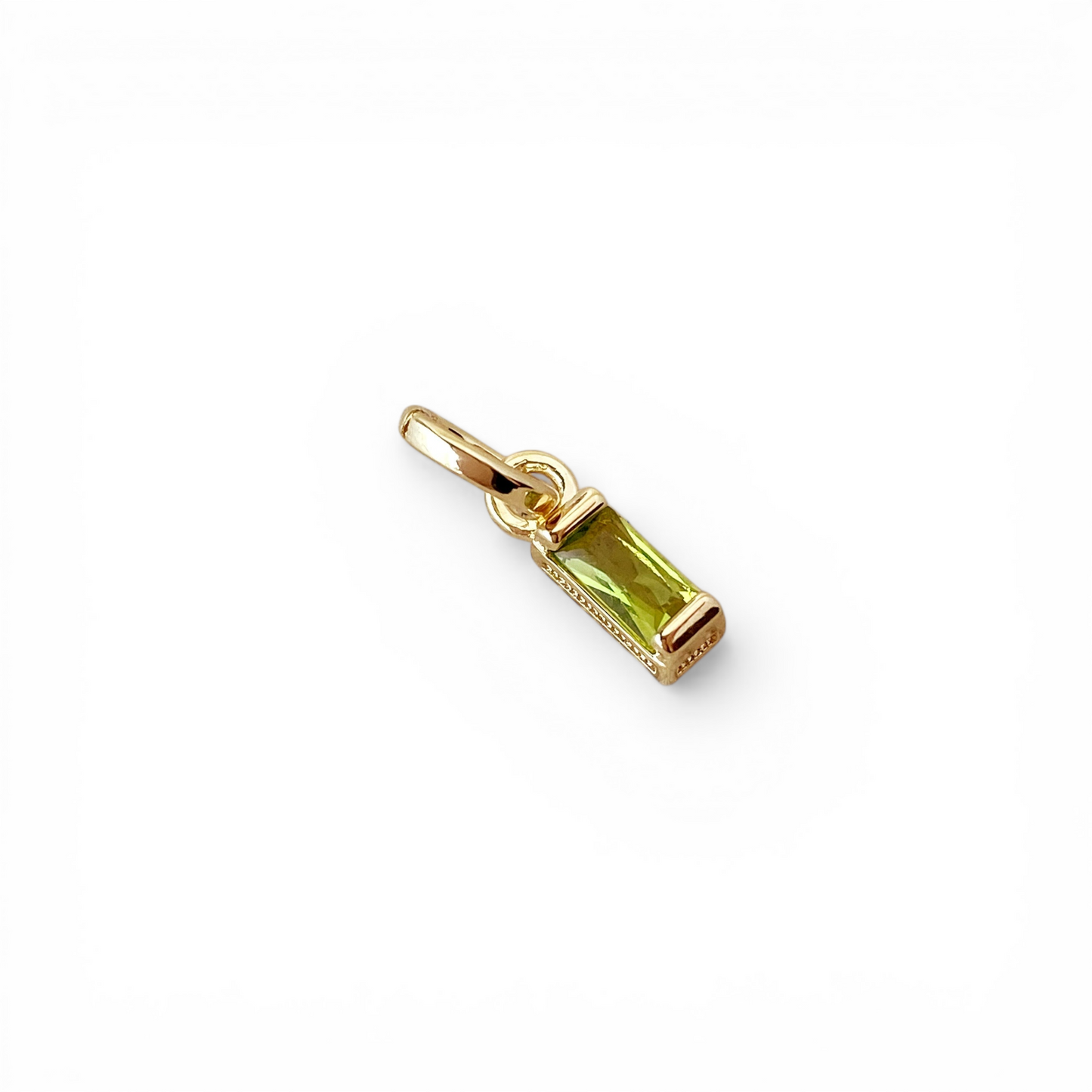 Birthstone Baguette CZ 10mm 18K Gold Filled Charm