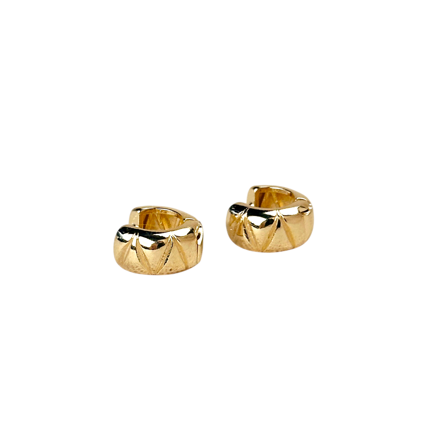 11mm Diamond Cut Bold Huggie Hoop 18k Gold Filled Earrings