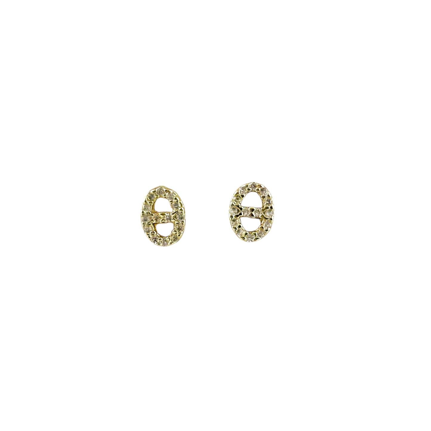 7x5mm Pavé CZ Mariner Link Stud 18k Gold Filled Earrings