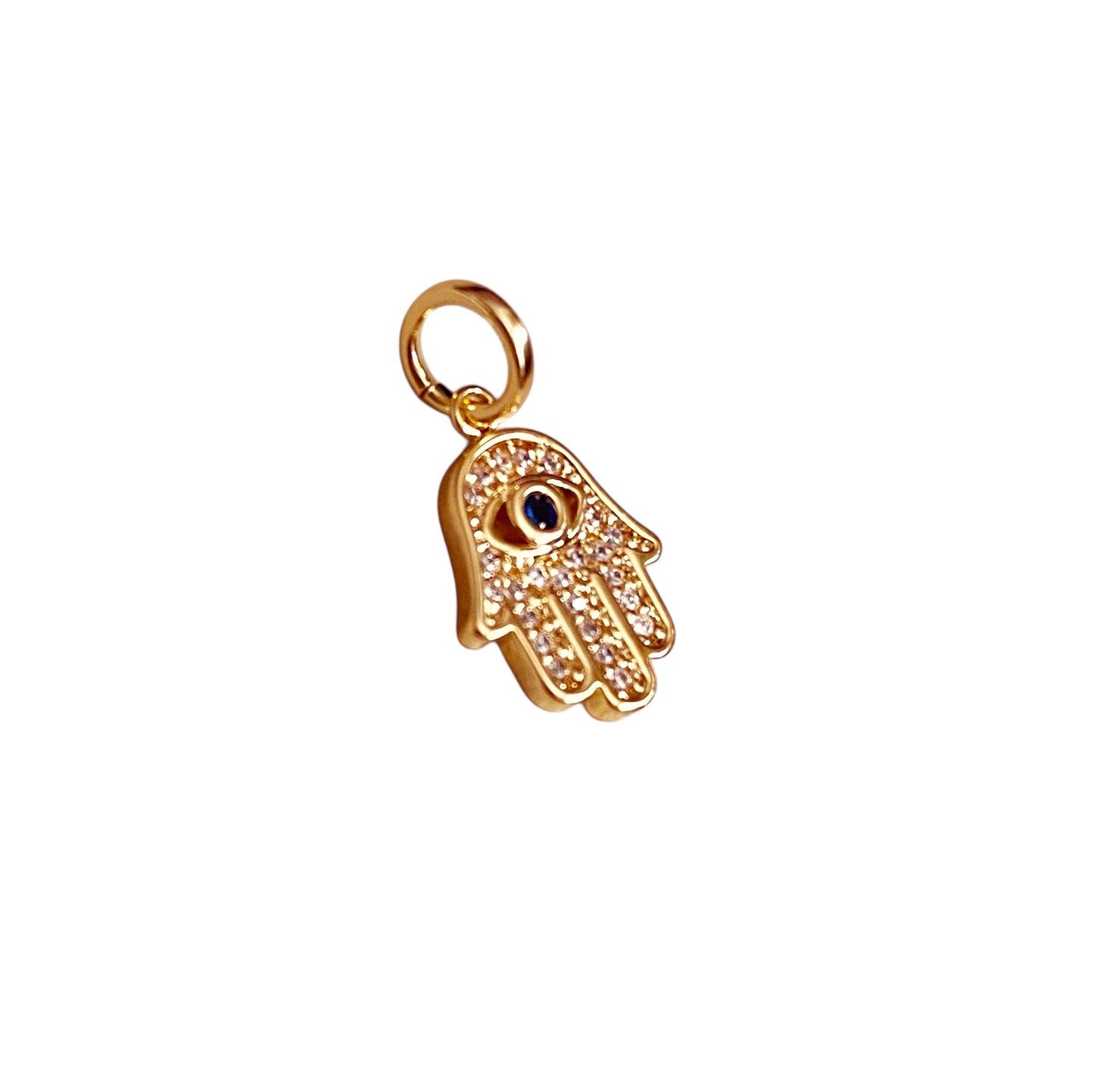 CZ Evil Eye Hamsa Hand Good Luck 18k Gold Filled Pendant