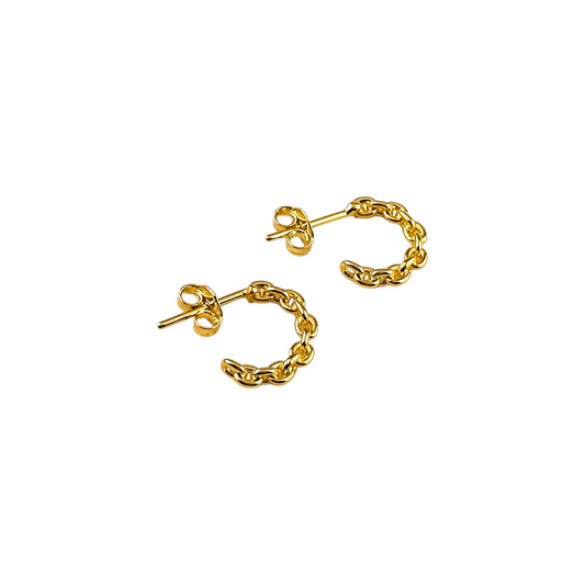 Cable Link Open Hoop 18k Gold Filled Earrings