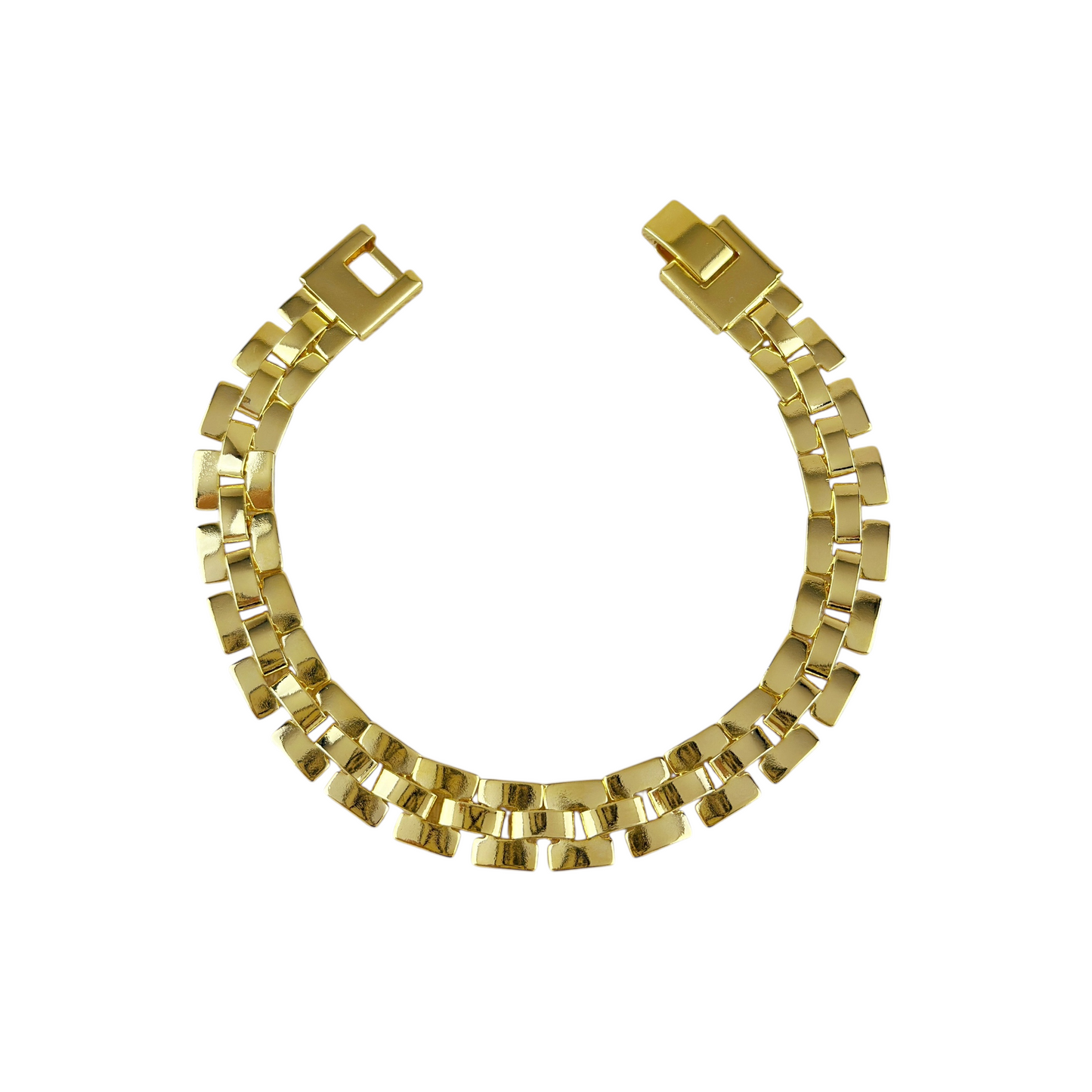 9mm Brick Band Link 18K Gold Filled Bracelet