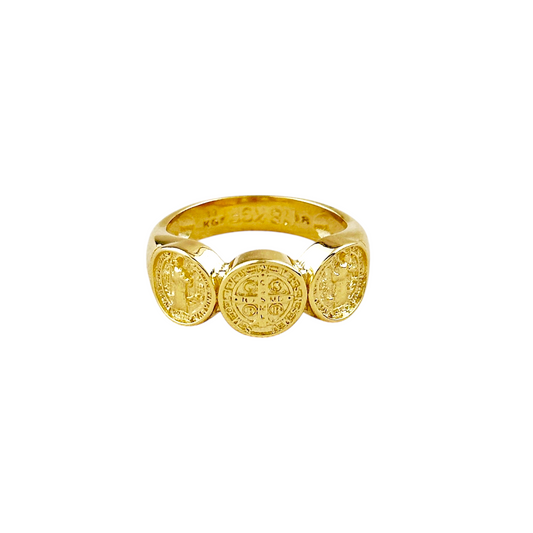 Triple Saint Benedict 18k Gold Filled Ring
