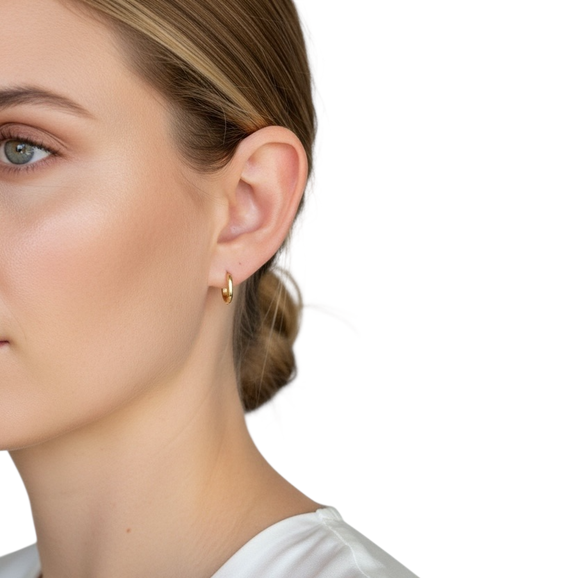 10mm U-Shaped Huggie Hoop 18k Gold Filled Earrings