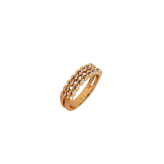 Dual Row Beaded Band 18K Gold Filled Ring