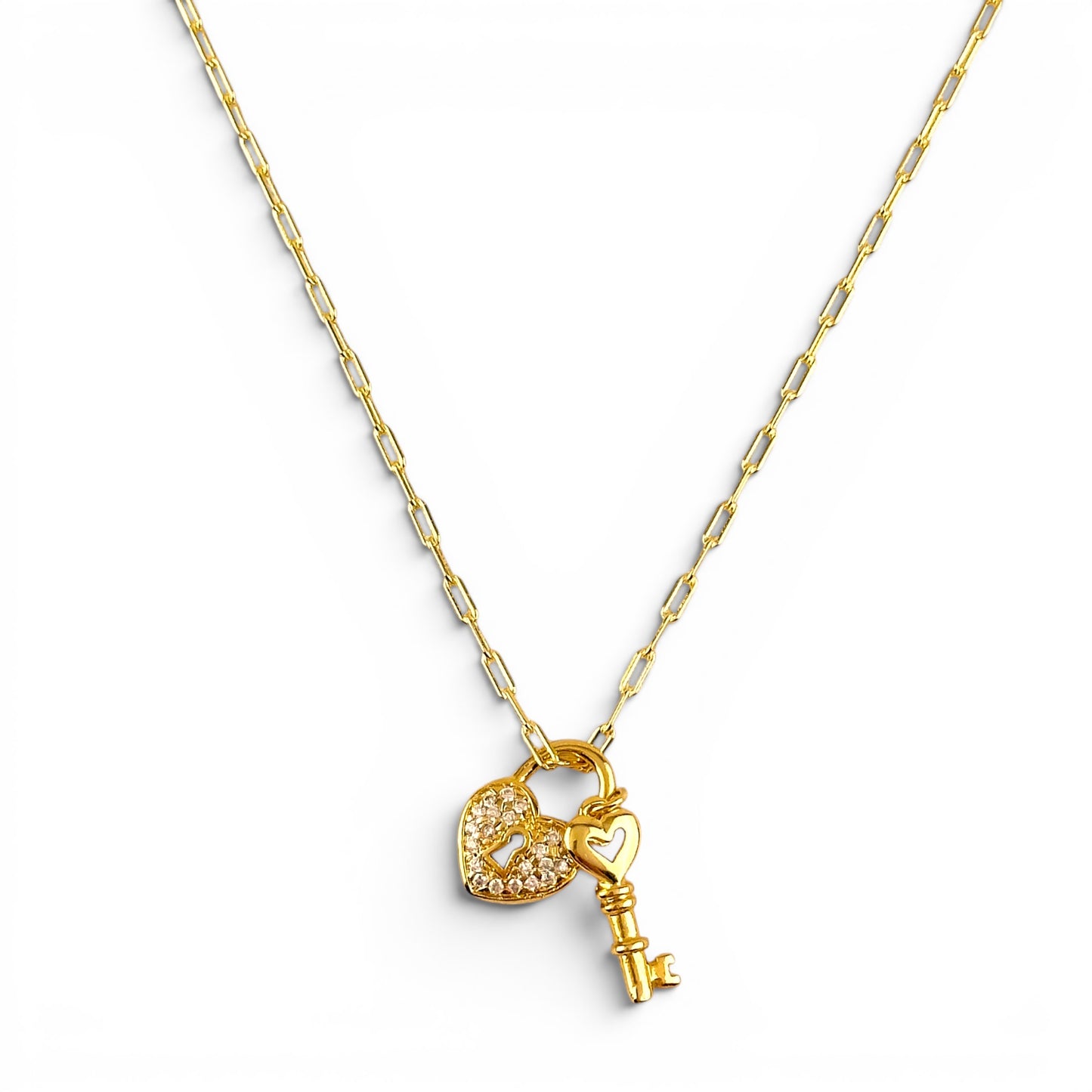 Heart Key CZ 12mm 18K Gold Filled Charm