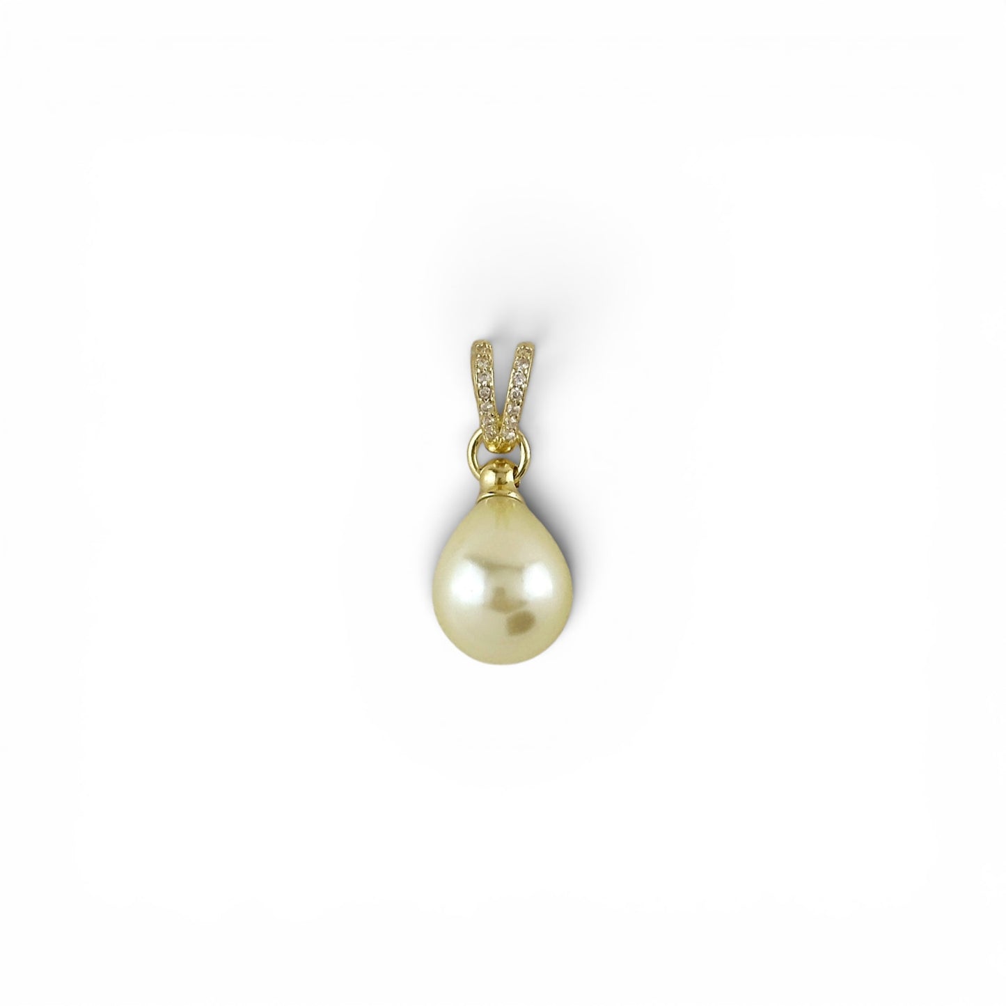 Teardrop Pearl Pavé CZ 27mm 18K Gold Filled Pendant