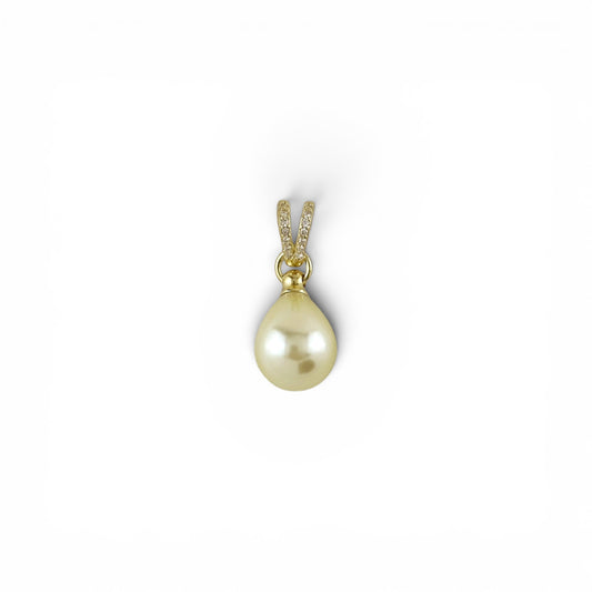 Teardrop Pearl Pavé CZ 27mm 18K Gold Filled Pendant