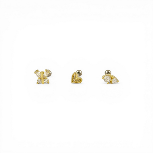 CZ Piercing Stud 18K Gold Filled Earring