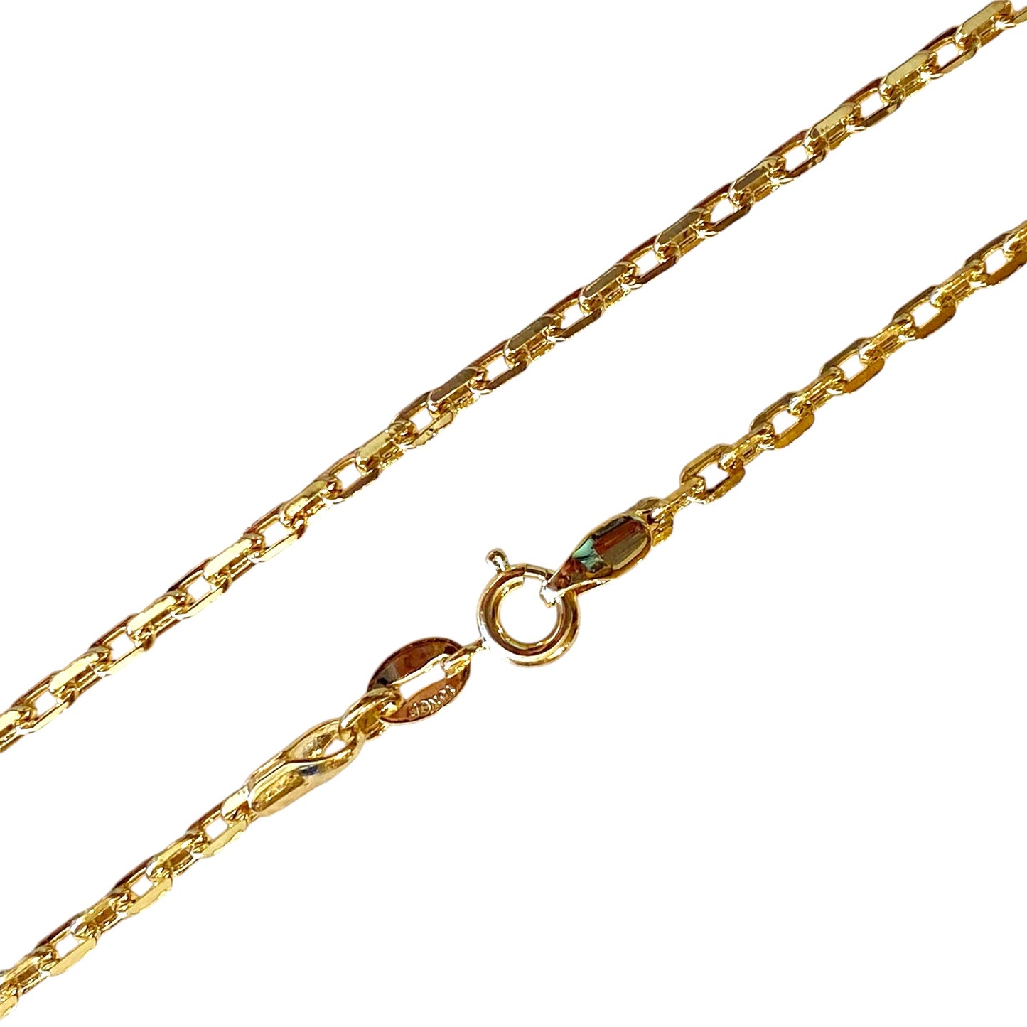2.5mm Diamond Cut Curb Chain 18k Gold Filled Necklace