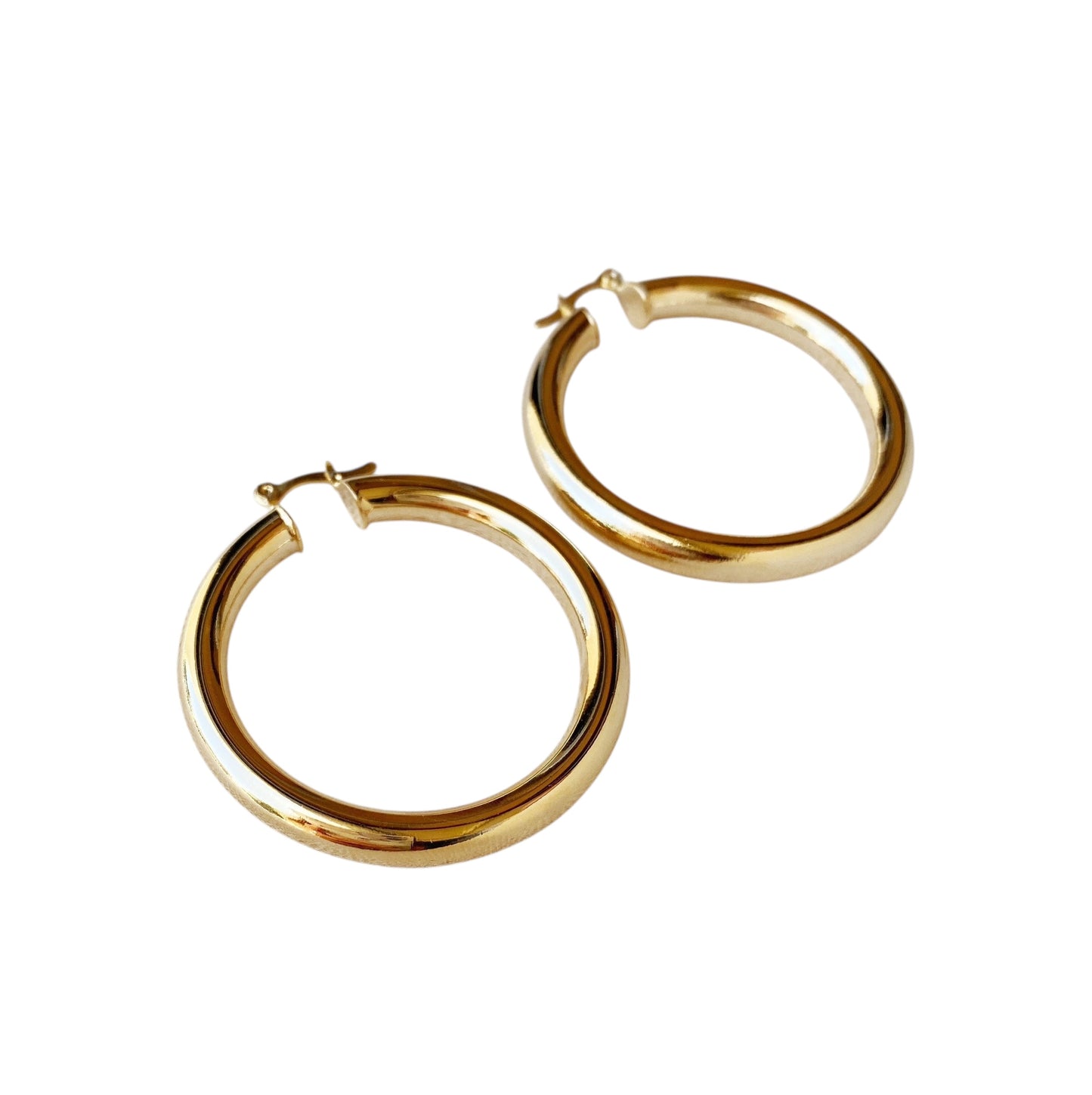 44mm Bold Tube Hoop 18k Gold Filled Earrings