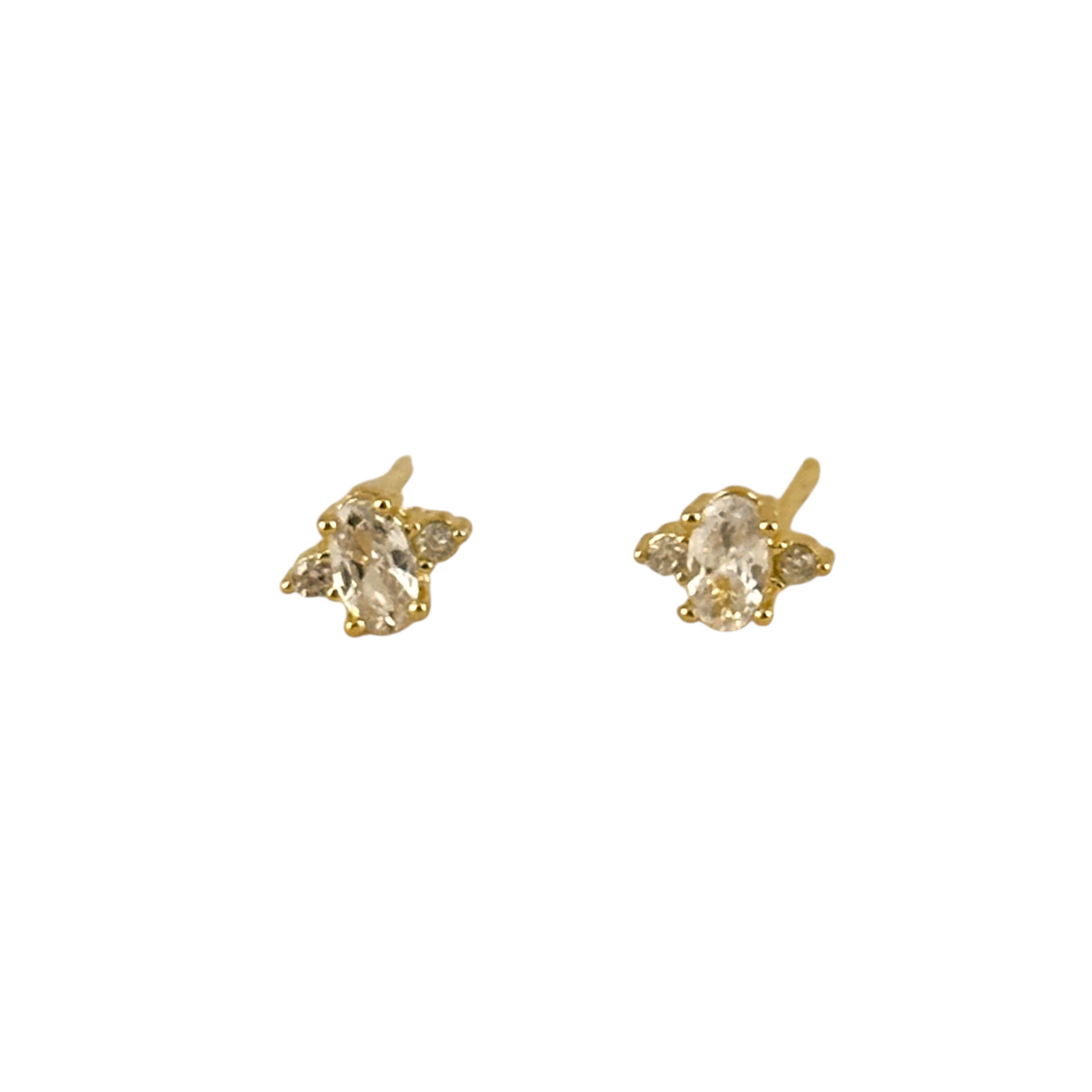 8mm Oval CZ Stud 18k Gold Filled Earrings