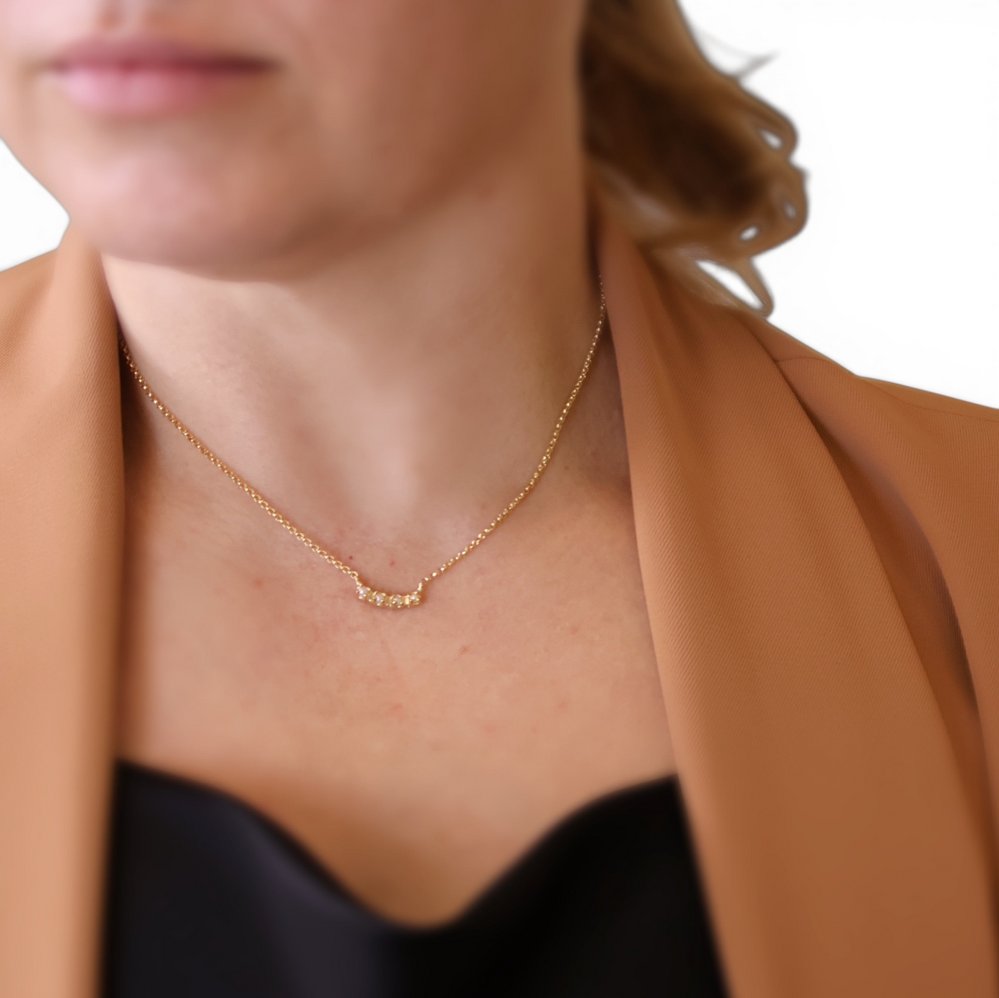 Freshwater Pearls Curved Bar 18K Gold Filled Necklace