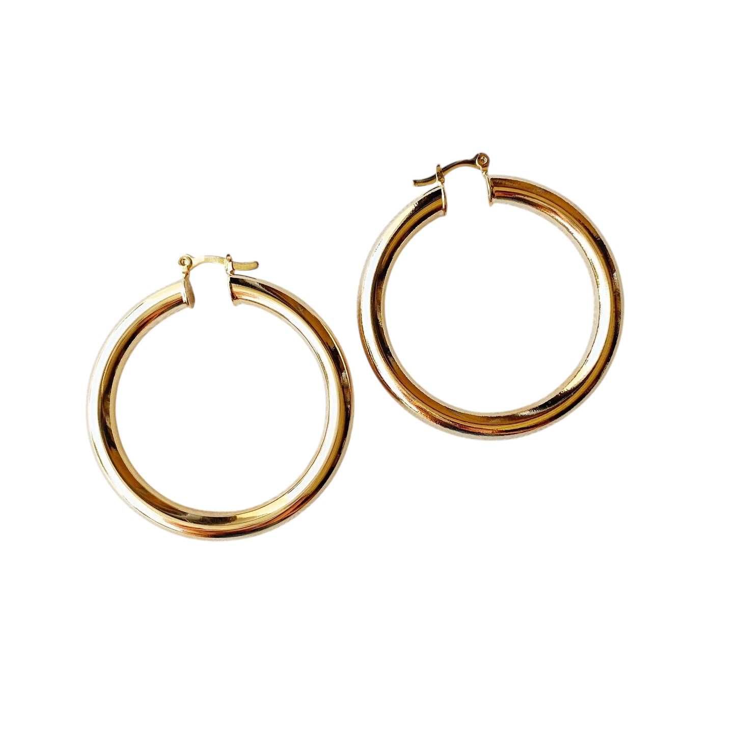 44mm Bold Tube Hoop 18k Gold Filled Earrings