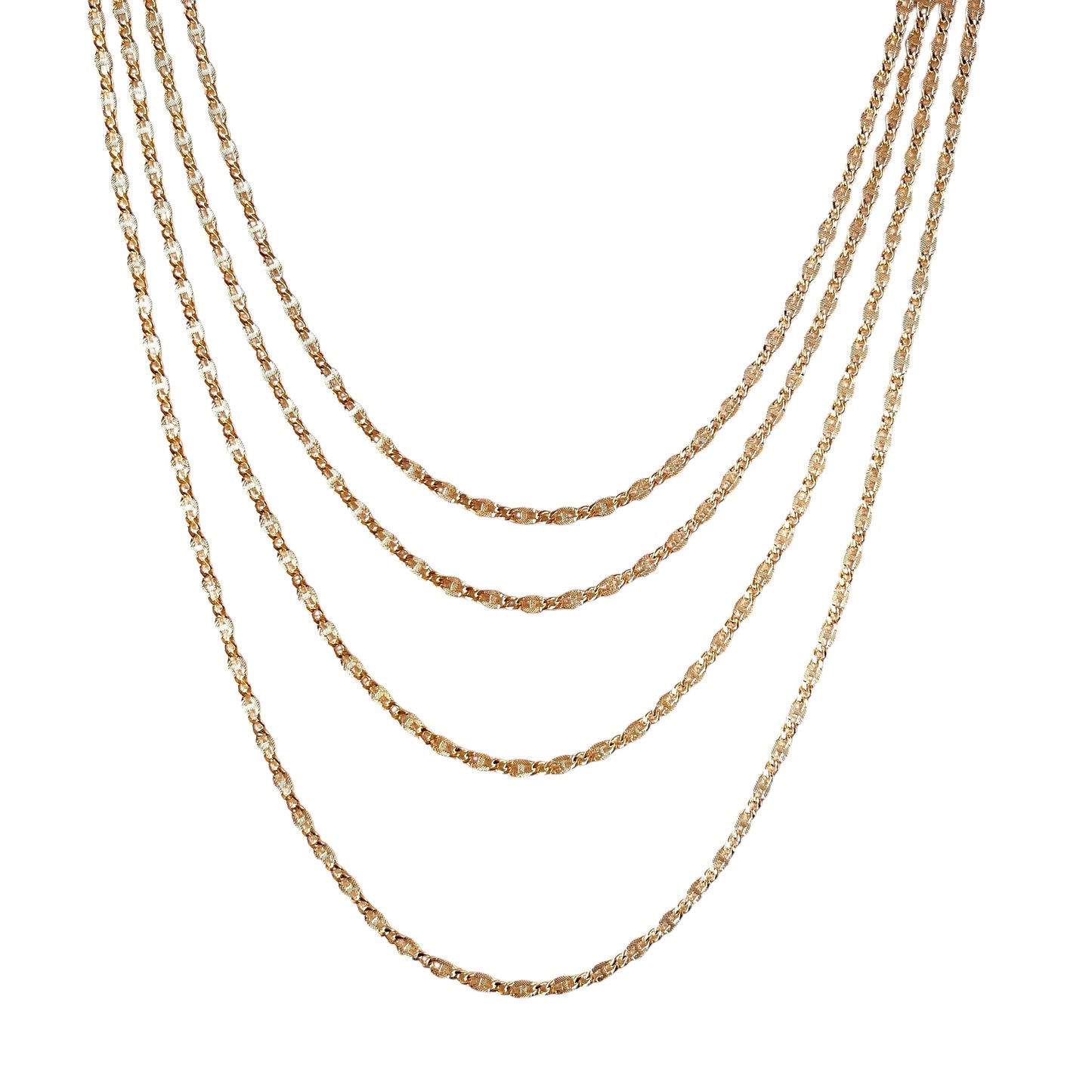 4mm Diamond Cut Figaro Link Chain 18k Gold Filled Necklace