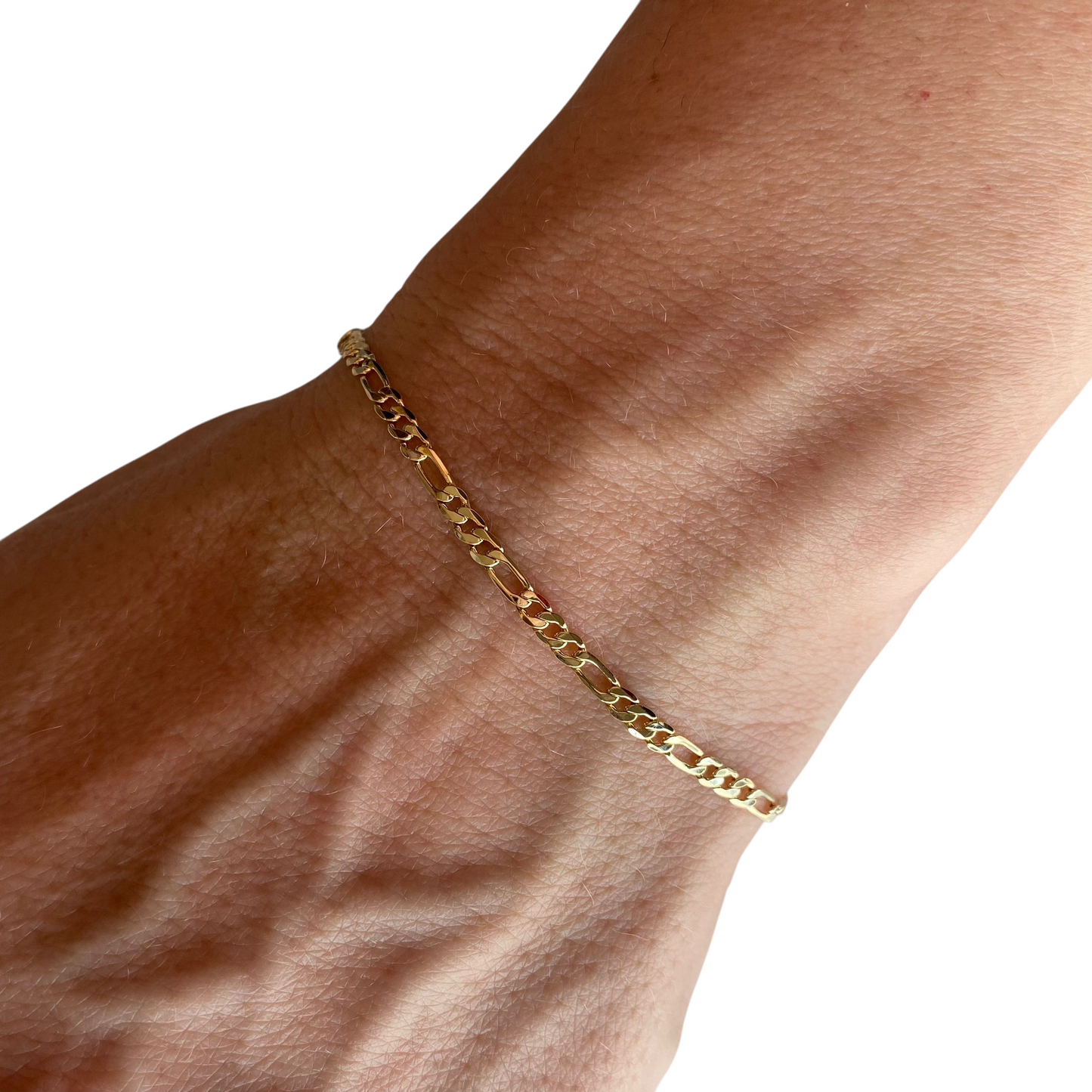 2.5mm Flat Figaro Chain 18K Gold Filled Bracelet