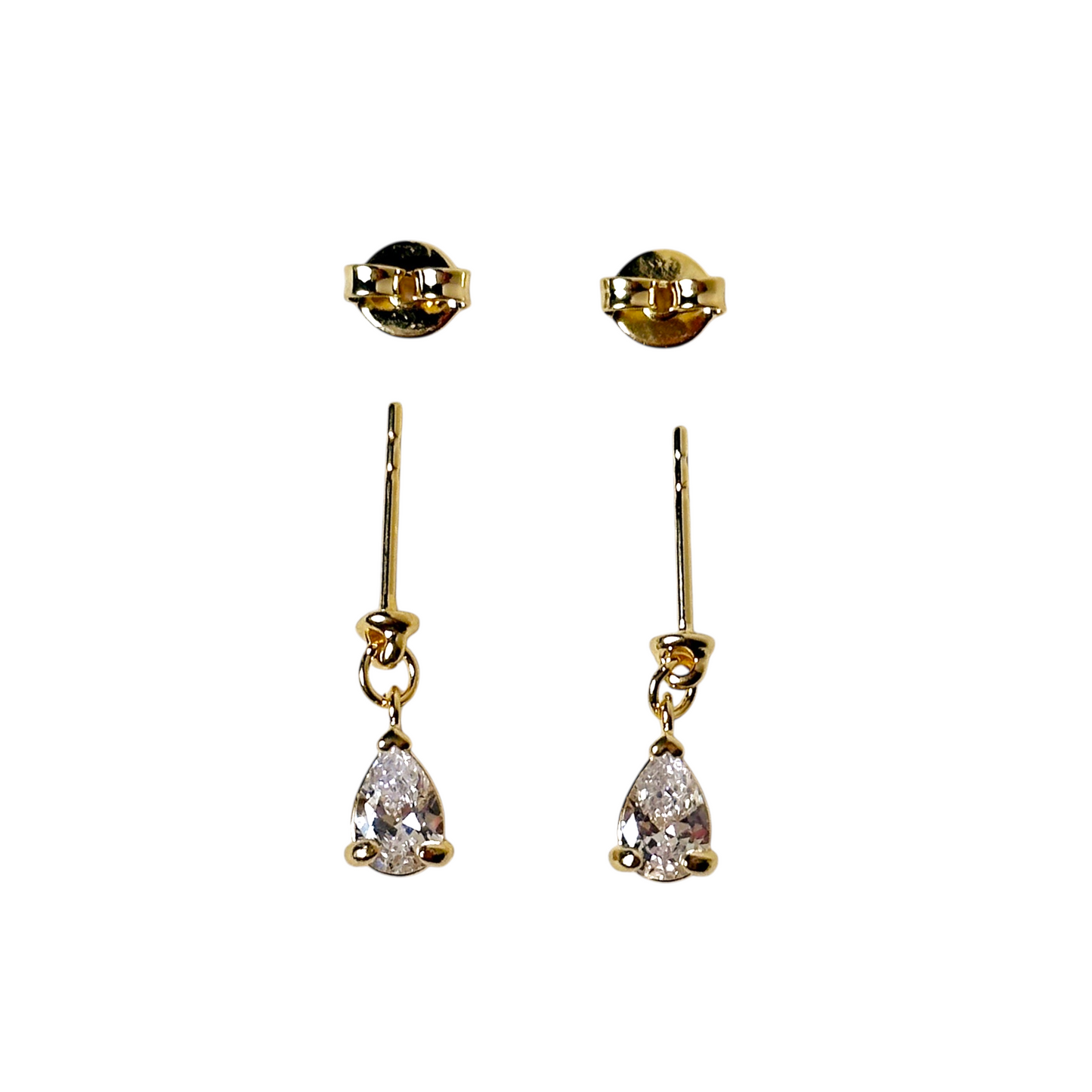 10mm CZ Teardrop Stud 18k Gold Filled Earrings