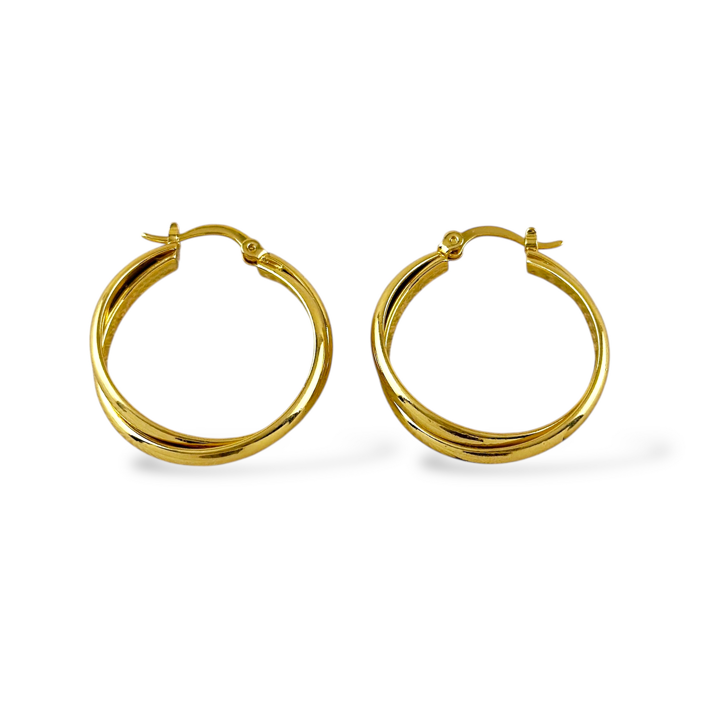 28mm Intertwined Double 18K Gold Filled Hoop Earrings
