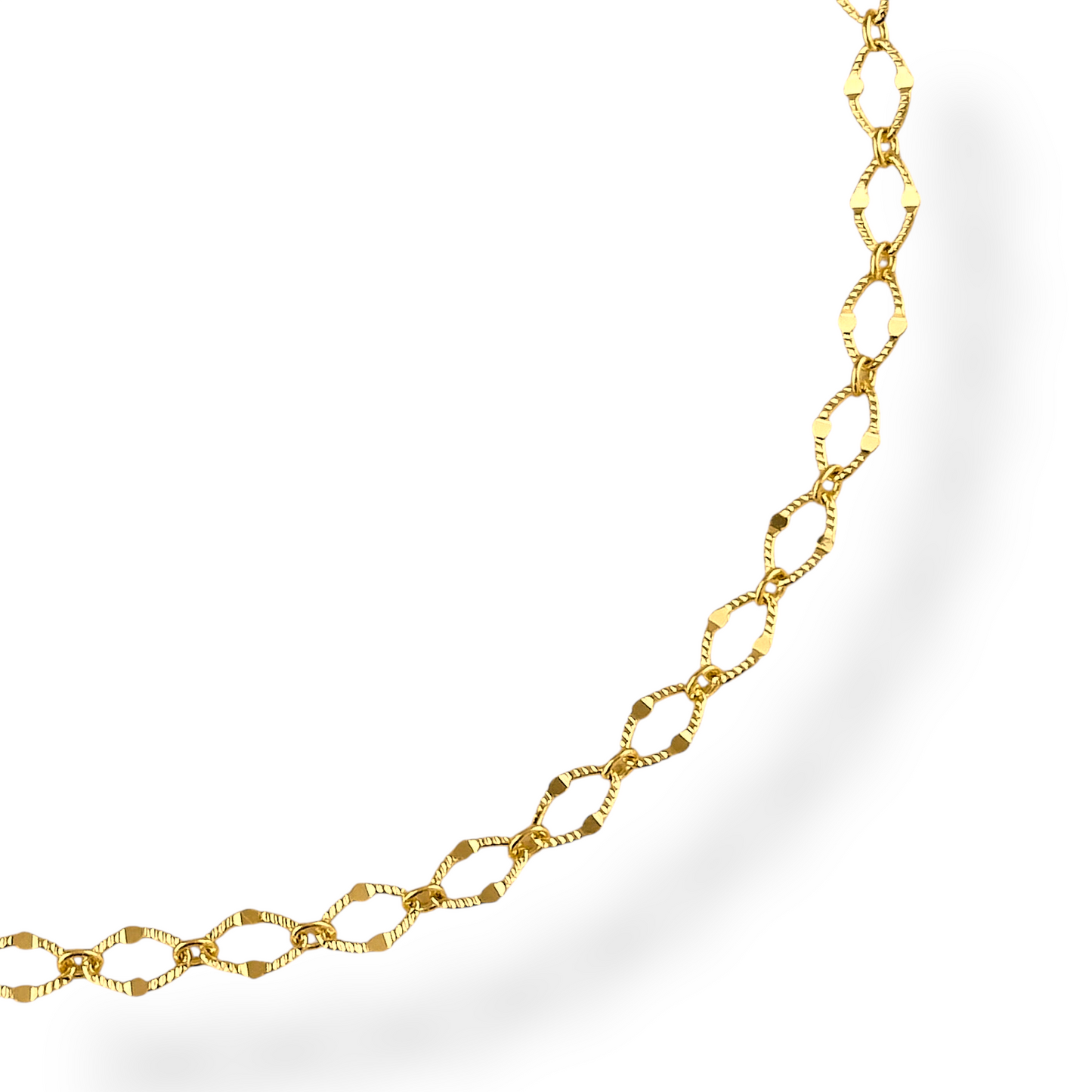 Diamond Cut Marquise Link Chain  18k Gold Filled Necklace